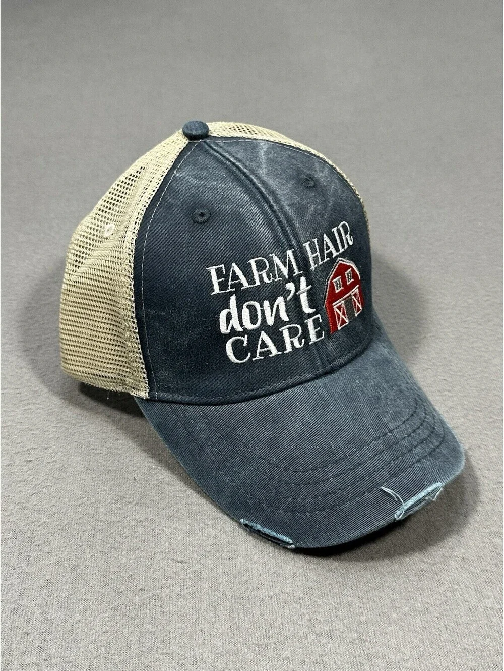 NWT Farm Hair Don’t Care Trucker Hat Adams Snapback Mesh Back Distressed